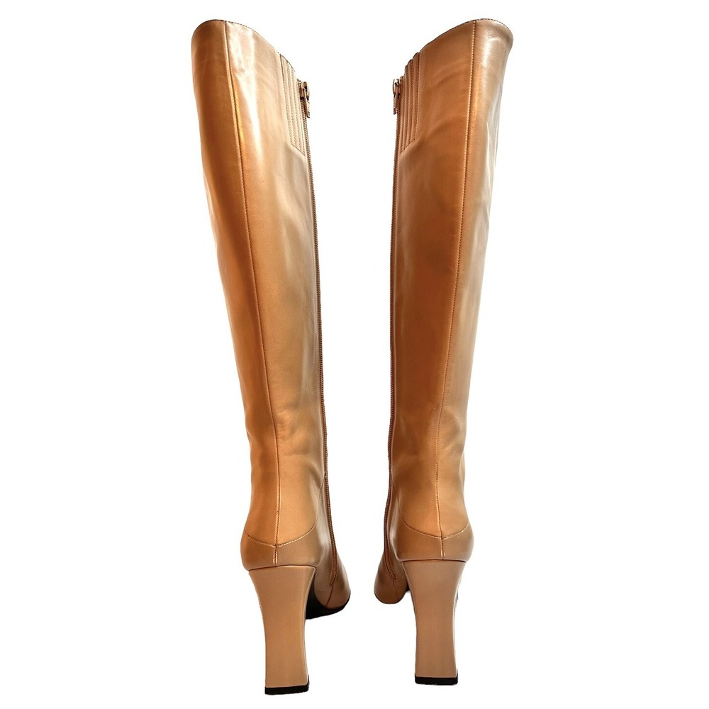 Via Spiga Leather Boots Tan Women's Knee High Ranch Cottagecore Sz 9.5 NEW Boho - Picture 6 of 11